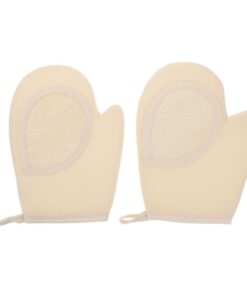 Healvian 2stücke Badehandschuhe Rückenmassagehandschuhe aus Luffa für Badewanne Duschhandtücher Peelinghandschuhe zum Körperpeeling Beige