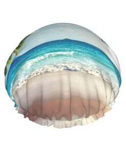 Badekappe mit tropischer Palme, Hawaii-Stranddruck, für langes Haar und kurzes Haar, waschbar, elastisches Band, Badehaarmut für langes Haar, Zopf