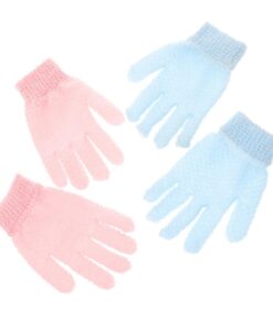 VALICLUD Peeling-handschuhe aus Hochwertigem Terylen Doppelseitige Körperbürstenhandschuhe für Sanftes Peeling im Bad Bequem mit Geteilten Fingern Anzuwenden