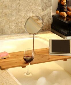 MU Haushaltsregale Regale Holz Bambus Badewanne Caddy Tablett mit Spiegel passt auf Jede Wanne Racks