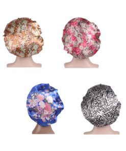 STOBAZA Satin Schlafmütze Bequeme Haarhaube für Damen 4 Stück-pack mit Elastischem Stirnband Haarschutz zum Schlafen und Chemotherapie für Ruhigen Schlaf