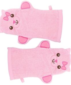 OUNONA 2 Stück Badehandschuhe Katzenmotiv Extra Körperpeeling Massagehandschuhe Hautfreundlich Rosa