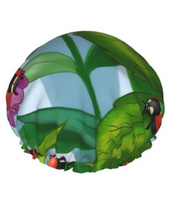 Ladybug Print Shower Essentials Bonnet For Women, Large Washable Elastic Band Bath Hair Wrap Shower Cap