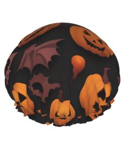 Niedliches Halloween-Muster 1 Druck Badekappe für langes Haar und kurzes Haar, waschbares Gummiband, Badehaarmut für langes Haar, Zopf