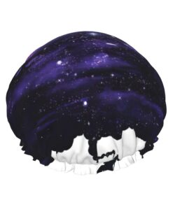 Galaxy Space Kunstdruck Badekappe für langes Haar und kurzes Haar, waschbares Gummiband, Badehaarmut für langes Haar, Zopf