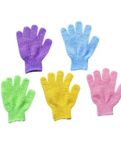 OUNONA 5 Paar Peelinghandschuhe aus Nylon Fünf Finger Badehandschuhe für Körperpeeling Dehnbar und Leicht zu Reinigen für Bad und Dusche