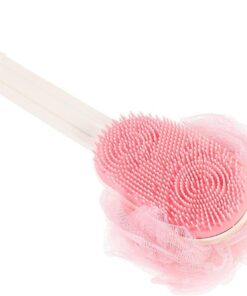 STOBAZA Langer Griff Rückenbürste Silikon Rückenschrubber Körperreinigung Duschbürste mit Aufhängeloch Rosa Badeaccessoires