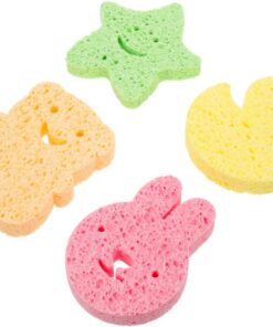 STOBAZA Kinderbadeschwämme Niedliches Cartoon Design und Sanfter Peelingwirkung 4 Stück aus Zellulose mit Reichem Schaum und Kinder Badezubehör