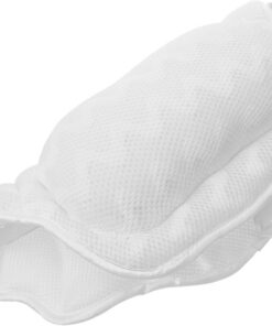 OUNONA Badewannenkissen Leicht zu Tragen und Verstauen aus Baumwolle und Schwamm Weißes Ergonomisches Nackenkissen mit Saugnäpfen für Outdoor und Badewannennutzung