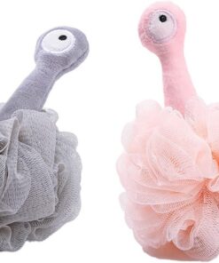Badeschwämme, Dusch-Netzbälle, Schwamm für Körperwäsche, Badezimmer, Männer, Frauen, 2 Stück, Schrubber Reinigung, Badzubehör, grau + rosa