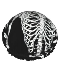 Badekappe mit Totenkopf-Aufdruck, für langes und kurzes Haar, waschbar, elastisches Band, Badehaarmut für langes Haar, Zopf