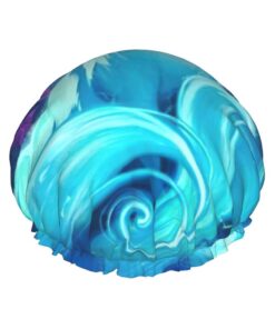 Magic Blue Fox Print Shower Essentials Bonnet For Women, Large Washable Elastic Band Bath Hair Wrap Shower Cap