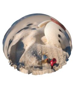 Badekappe mit Sand, Schneemann am Strand, wiederverwendbar, doppellagig, Badekappe, Haarnütze, wasserdicht, elastisches Band, Damen, Spa, Salon, Duschhut, Haarkappen