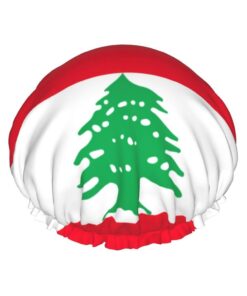 Doppelschichtige Duschhaube mit Libanon-Flagge, wiederverwendbar, leicht und weich, Badehaube für Frauen