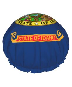 Idaho Badekappe mit Staatsflaggen-Druck, für langes Haar und kurzes Haar, waschbar, elastisches Band, Badehaarmut für langes Haar, Zopf