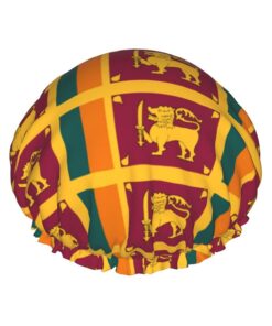 Duschhaube mit Sri Lanka-Flagge, weich gefüttert, doppellagig, waschbar, breites Gummiband, Haar-Duschhaube für Badewanne