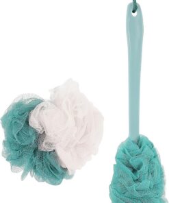 STOBAZA 4 Stück Körperreiniger mit Langem Griff aus Nylon 2 Badekugeln und 2 Duschbürsten für Rückenmassage Leicht zu Verstauen zum Hängen im Bad der Tür Zufällige Farbe
