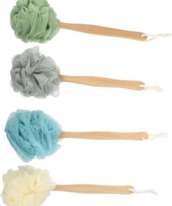 Abaodam 4stücke Rückenbürste mit Langem Holzgriff Duschbürste aus Nylon Peelingbürste für Badewanne und Dusche Körperbürste mit Griff für Schwer Erreichbare Stellen