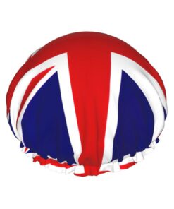 Badekappe mit britischer Flagge, für langes und kurzes Haar, waschbares elastisches Band, Badehaarmut für langes Haar, Zopf