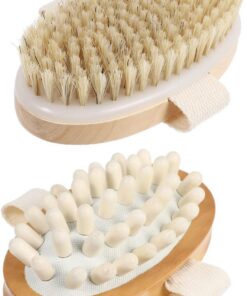 OUNONA 2stücke Körperbürste mit Holzgriff Trockenhautbürste und Peelingbürste Bürste für Effektive Reinigung und Massage Komfortabler Airbag für Einfache Anwendung