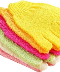 1pc Badhandschuhe Badezimmer Dusche Scrubber Peeling Rückenpeeling Hautschrubber Körpermassage Schwamm Gelb