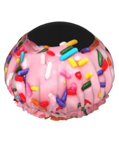 Badekappe mit Erdbeer-Donut-Druck, für langes Haar und kurzes Haar, waschbar, elastisches Band, Badehaarmut für langes Haar, Zopf