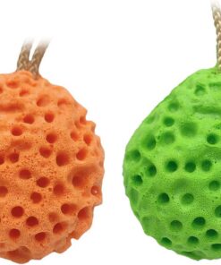 Duschschwamm Duschbälle für Duschbad Bad Männer Frauen Set mit 2 Schwämmen Grün + Orange