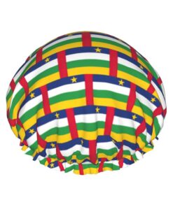 Badekappe mit zentralafrikanischer Flagge für langes Haar und kurzes Haar, waschbares Gummiband, Badehaarmut für langes Haar, Zopf
