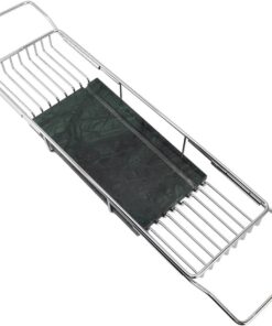 Metall-Marmor-Badewannenregal, Metall-Marmor-Badewannentablett, rutschfest, Platzsparend, Multifunktional, Erweiterbar, Badewannentablett, Einweihungsgeschenk (Silbergrün)