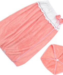 STOBAZA Badetuch Satz für Damen aus Mikrofaser, 1 Satz, Rosa | Salon Körperwickelhandtuch, Duschhaube Enthalten, für Bad und Spa, Schnell Trocknend, Vielseitig