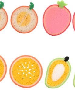 STOBAZA 8 Stück Kinder Peelingschwämme in Fruchtform Weicher Schwamm für Sanfte Hautmassage und Müdigkeitslinderndes Badezubehör für Babys und Kinder