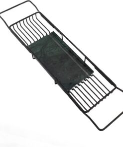 Metall-Marmor-Badewannenregal, Metall-Marmor-Badewannentablett, rutschfest, Platzsparend, Multifunktional, Erweiterbar, Badewannentablett, Einweihungsgeschenk (Schwarz Grün)