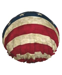 Badekappe mit amerikanischer Flagge, für langes und kurzes Haar, waschbar, elastisches Band, Badehaarmut für langes Haar, Zopf