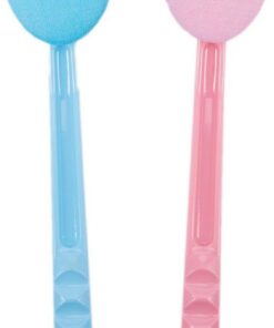 2 rosa & blau Rücken-Reibung & Massagegerät Badebürste Easy Lotion Applikator, extra langer Griff, ideal für Körperpflege