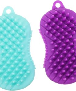 OUNONA 2stücke Silikonpinsel für Körperpeeling und Haarwäsche Ergonomisch Designede Massagebürste Sanft für Empfindliche Haut als Badeschwamm und Handbad Geeignet
