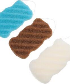 OUNONA 3 Stück Portable Gesichtsschwämme zum Peeling Sanfte Reinigung Make up entfernung Wiederverwendbare Leichte Reinigungsschwämme in Hellblau und Braun für Tiefenwirksame Porenpflege