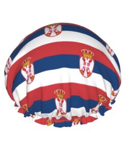 Duschhaube mit serbischer Flagge für Frauen, groß, waschbar, elastisches Band, Badehaar, Duschhaube