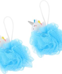 STOBAZA Badekugel aus Netzgewebe 2 Stück Einhorn Badeschwamm aus Pe und Pvc in Blau Kinderfreundlich für Tägliches Baden und Sanfte Reinigung mit Langanhaltender Nutzung und Sicherer
