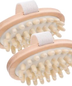 Abaodam 2 Stück Holz Shampoo Massagebürste Sanfter Kopfhautreiniger mit Noppen für Trocken Nassanwendung Peeling Durchblutungsförderung Massagebürste für Effektive Schuppenentfernung und