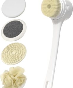 Electric Back Scrubber, Bath Brush, 3 Intensity Settings, Gentle Effective Scrubbing, Rechargeable Waterproof for Women, Men, Teens, Elderly, Clogged Pores, Hot Weather Use