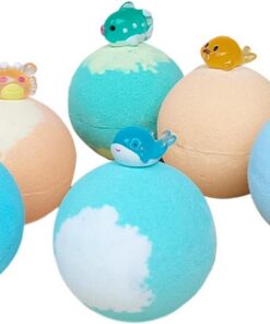 Badebomben für Kinder 6-teiliges Bio Set lustig und sanft | Badekugeln mit leuchtendem Spielzeug im Inneren für Mädchen und Kinder in der Badewanne zu Hause zur Entspannung und zum