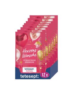 tetesept Badeträume Verwöhn Badesalz Herzenswünsche, 12 x 50 g | Badezusatz mit blumig-fruchtigem Duft nach Pfingstrose & Erdbeere, vegan, frei von Mikroplastik
