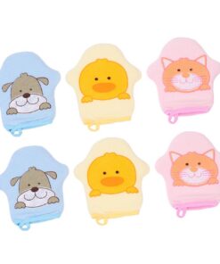 Babywaschhandschuhe 6 Stück aus Schwamm und Baumwolle | Glove Form, zum Baden für Kinder, Unterstützt Sanftes Reinigen und Mehr Schaum