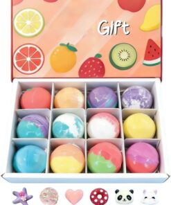 Badeball-Set | Reiniger mit Innenspielzeug, 12 Teile, sprudelndes Fruchtdesign | für Kinder Entspannung und Körperpflege im Spa zu Hause, Reisen, Bad im Hotel