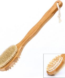 Holzbürste Badebürsten Körperbürste Massager Duschbürste Langer Griff Bad Rückenbürste mit Borsten