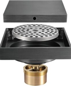 Gun Grey Duschablauf, 4 Zoll Quadratischer Bodenablauf Mit 2-In-1-Abdeckung, Flieseneinsatz, Herausnehmbarer Rost, Messing-Duschbodenablauf Mit Haarsieb