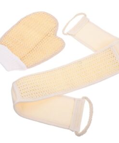 OUNONA Bequemer Peeling Badetuch Satz mit Duschhandschuh und Rücken Peelingstreifen Hautfreundlich Sanfte Massage für Körperpflege Bad Dusche