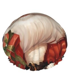 Badekappe mit Weihnachtsmann mit Box, wiederverwendbar, doppellagig, Badekappe, Haarkappen, wasserdicht, elastisches Band, Damen, Spa, Salon, Duschhut, Haarkappen