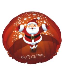 Duschhaube mit Weihnachtsmann-Motiv, doppellagig, wasserdicht, wiederverwendbar, PEVA, elastisch, für Damen und Herren, Spa Salon