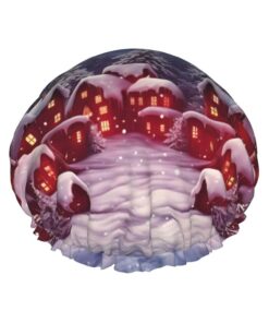 Duschhaube mit weihnachtlichem Hintergrund, doppellagig, wasserdicht, wiederverwendbar, elastisch, für Damen und Herren